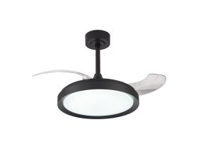 Mantra M8831 Mistral Mini 40W LED Dimmable Ceiling Light With Built-In 28W DC Fan, 2700-5000K Remote Control, 2500lm Black -
