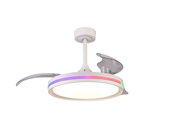 Mantra M8727 Rafaga 50W LED Dimmable White/RGB Ceiling Light With Built-In 30W DC Reversible Fan, Remote Control 3000-6500K, 3200lm, White -