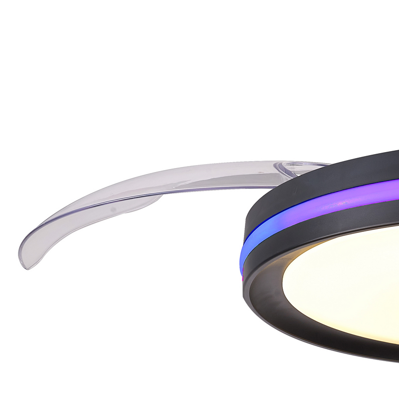 Load image into Gallery viewer, Mantra M8728 Rafaga 50W LED Dimmable White/RGB Ceiling Light With Built-In 30W DC Reversible Fan, Remote Control 3000-6500K, 3200lm, Black -
