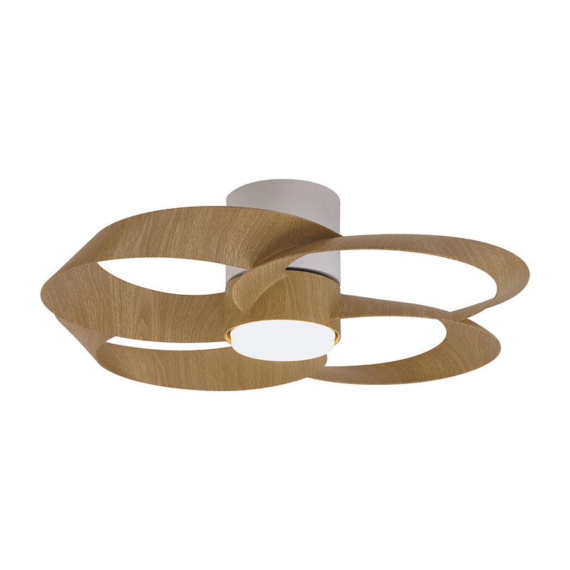 Load image into Gallery viewer, Mantra M8707 Rose 24W LED Dimmable Ceiling Light With Built-In 25W DC Reversible Fan, Remote Control 2700-5000K, 1800lm, White/Wood -
