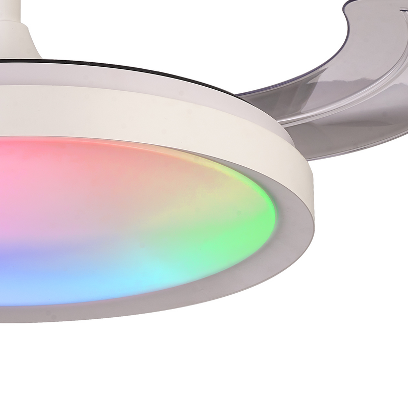 Load image into Gallery viewer, Mantra M8758 Siberia 50W LED Dimmable White/RGB Ceiling Light With Built-In 30W DC Fan, 3000-6500K Remote Control, 3200lm, White -
