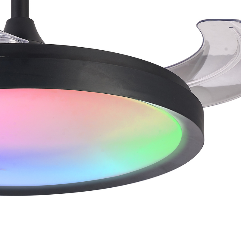 Load image into Gallery viewer, Mantra M8759 Siberia 50W LED Dimmable White/RGB Ceiling Light With Built-In 30W DC Fan, 3000-6500K Remote Control, 3200lm, Black -
