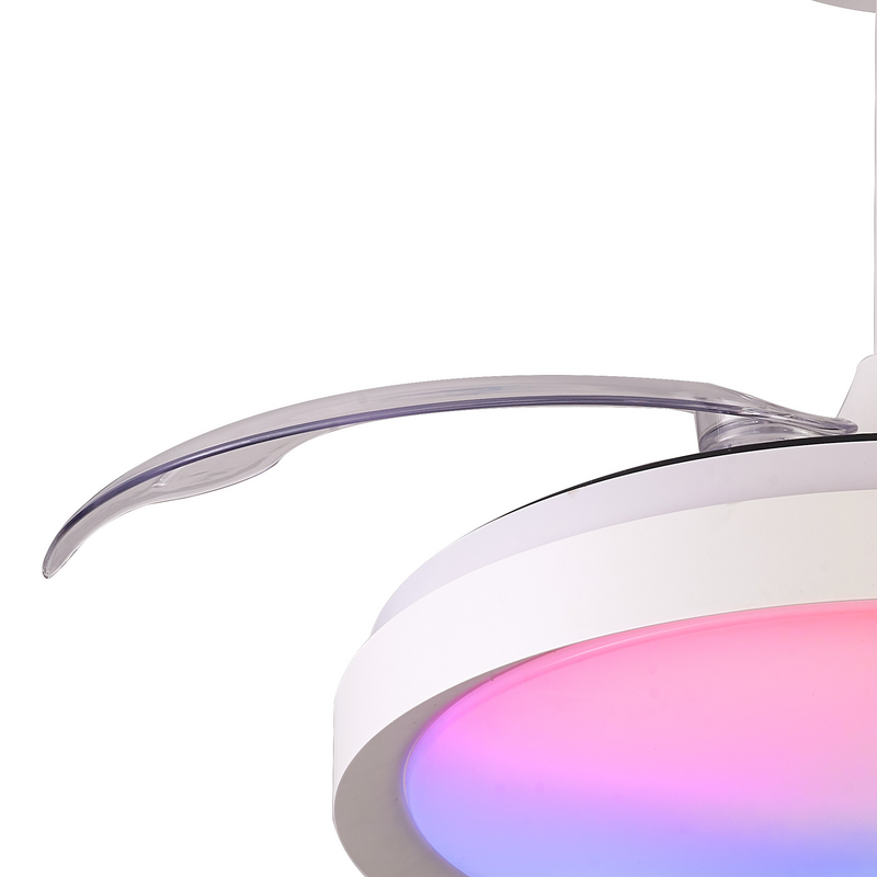 Load image into Gallery viewer, Mantra M8760 Siberia Mini 40W LED Dimmable White/RGB Ceiling Light With Built-In 28W DC Fan, 3000-6500K Remote Control, 2500lm, White -
