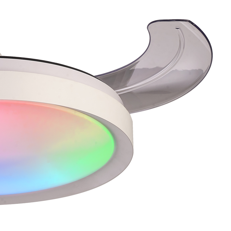Load image into Gallery viewer, Mantra M8760 Siberia Mini 40W LED Dimmable White/RGB Ceiling Light With Built-In 28W DC Fan, 3000-6500K Remote Control, 2500lm, White -
