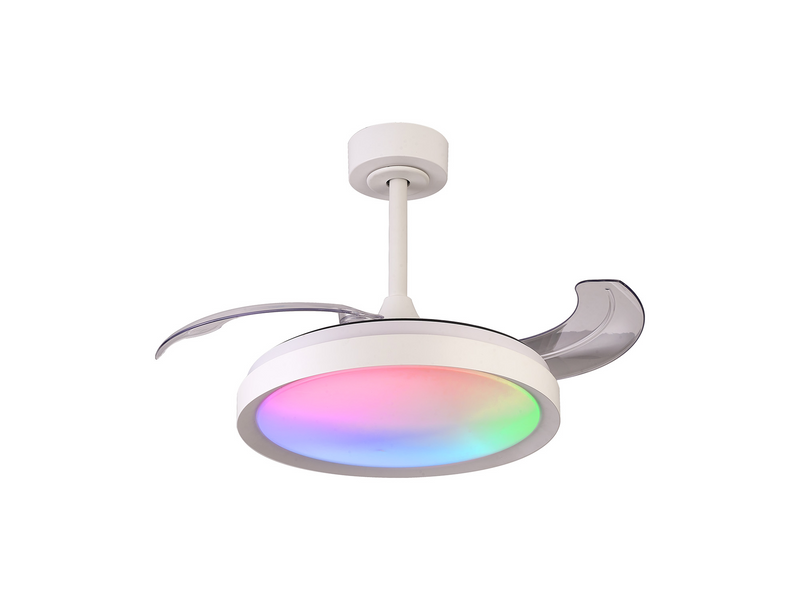 Load image into Gallery viewer, Mantra M8760 Siberia Mini 40W LED Dimmable White/RGB Ceiling Light With Built-In 28W DC Fan, 3000-6500K Remote Control, 2500lm, White -

