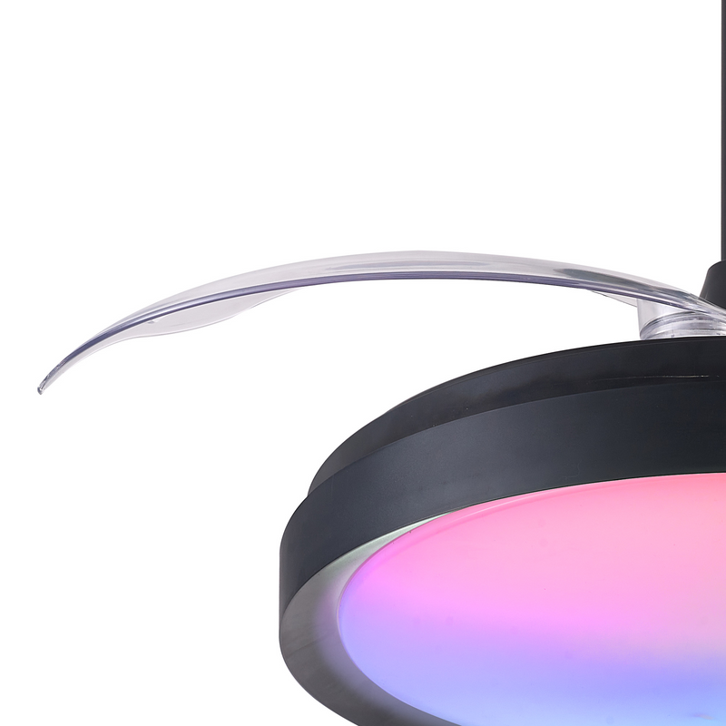 Load image into Gallery viewer, Mantra M8761 Siberia Mini 40W LED Dimmable White/RGB Ceiling Light With Built-In 28W DC Fan, 3000-6500K Remote Control, 2500lm, Black -
