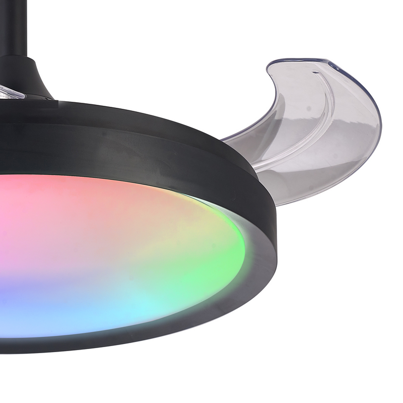 Load image into Gallery viewer, Mantra M8761 Siberia Mini 40W LED Dimmable White/RGB Ceiling Light With Built-In 28W DC Fan, 3000-6500K Remote Control, 2500lm, Black -
