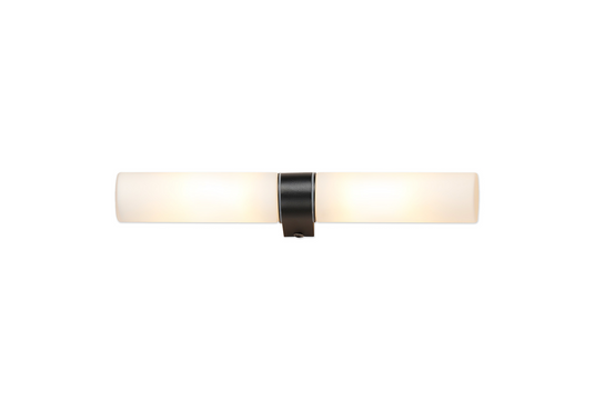 Deco D0641 Tasso IP44 2 Light E14 Twin Wall Lamp, Satin Black With Opal Tubular Glass - 51275