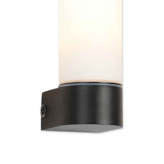 Deco D0642 Tasso IP44 1 Light E14 Wall Lamp, Satin Black With Opal Tubular Glass - 51276