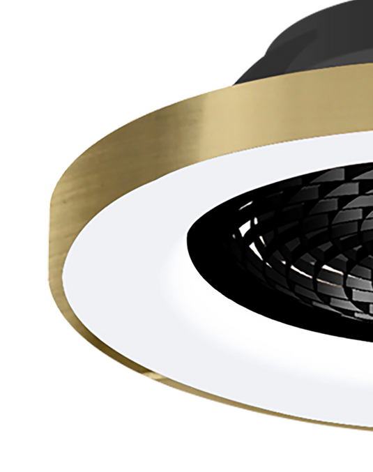 Mantra M7124 Tibet 70W LED Dimmable Ceiling Light With 35W DC Reversible Fan Remote, APP & Alexa/Google Voice, 3900lm, Gold/Black -