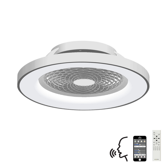 Mantra M7125 Tibet 70W LED Dimmable Ceiling Light With 35W DC Reversible Fan,Remote, APP & Alexa/Google Voice, 3900lm, Silver -