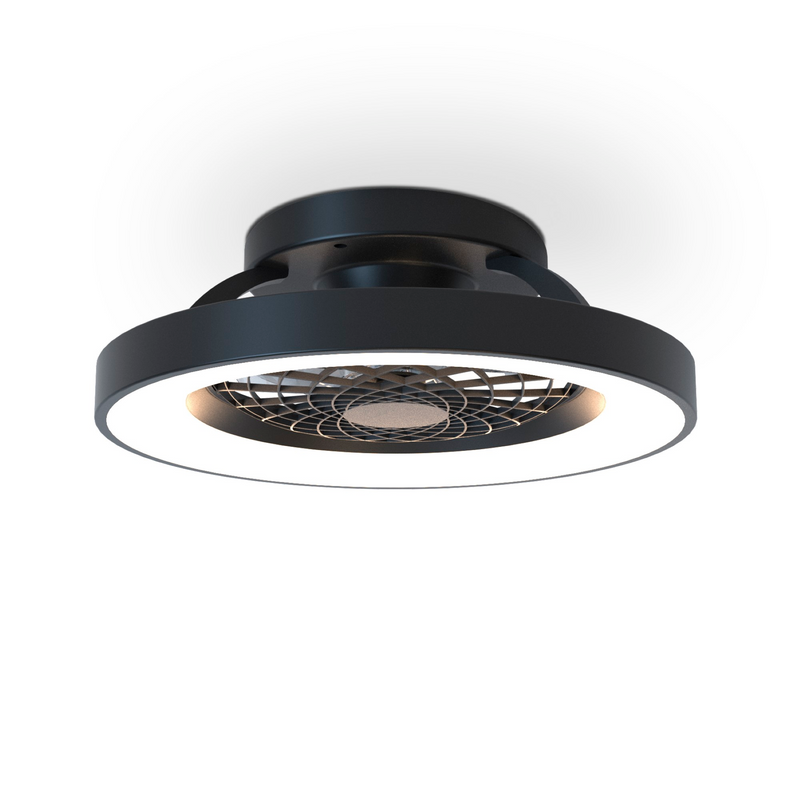 Load image into Gallery viewer, Mantra M7805 Tibet Mini 70W LED Dimmable Ceiling Light With 35W DC Reversible Fan, Remote, 3900lm, Black -
