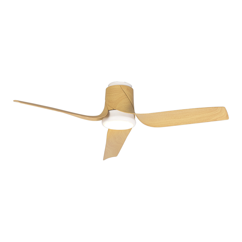 Load image into Gallery viewer, Mantra Ushuaia M8719 30W LED Dimmable Ceiling Light With Built-In 35W DC Fan, 2700-5000K Remote Control, 2400lm, White/Wood -
