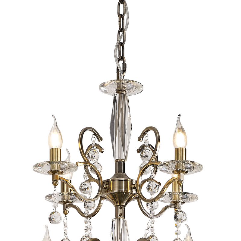 Load image into Gallery viewer, Diyas IL32126+4+12 Zinta Pendant 3 Tier 22 Light E14 Antique Brass/Crystal - 53460

