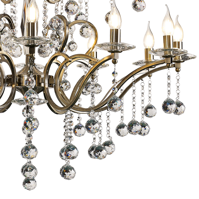 Load image into Gallery viewer, Diyas IL32126+4+12 Zinta Pendant 3 Tier 22 Light E14 Antique Brass/Crystal - 53460

