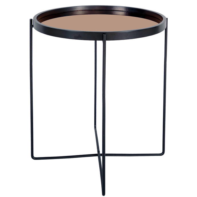 Dar Lighting 001ANZ001 Anzio Small Round Satin Black Table With Rose Gold Mirror Top - 37047