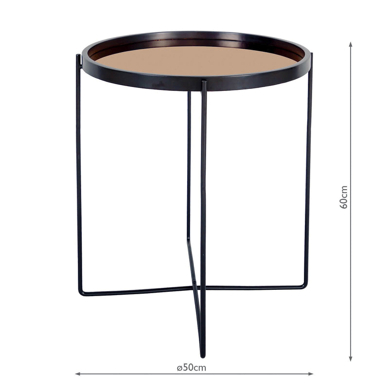 Load image into Gallery viewer, Dar Lighting 001ANZ001 Anzio Small Round Satin Black Table With Rose Gold Mirror Top - 37047

