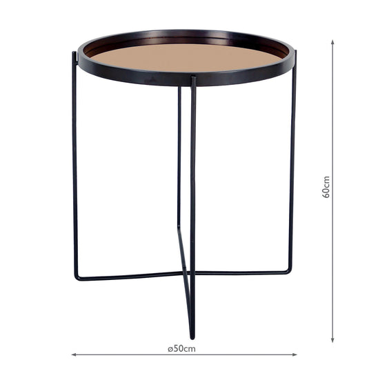 Dar Lighting 001ANZ001 Anzio Small Round Satin Black Table With Rose Gold Mirror Top - 37047
