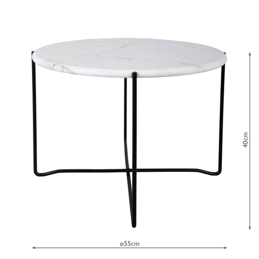 Dar Lighting 001AZZ001 Azzate Round Coffee Table White Marble Effect - 37049