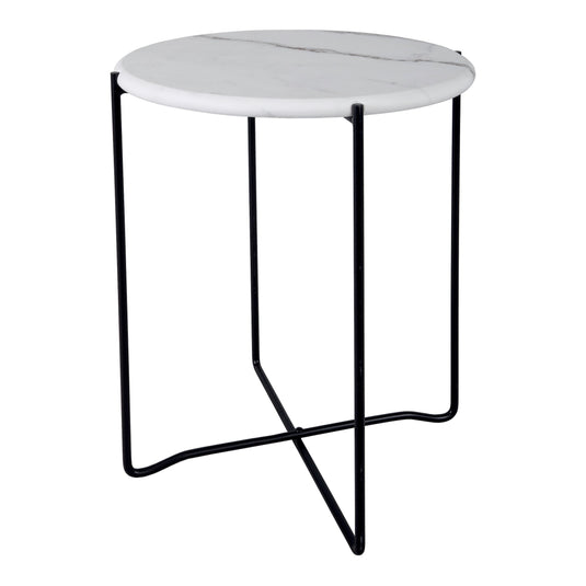 Dar Lighting 001AZZ002 Azzate Round Rolled Edge Side Table White Marble Effect - 37050