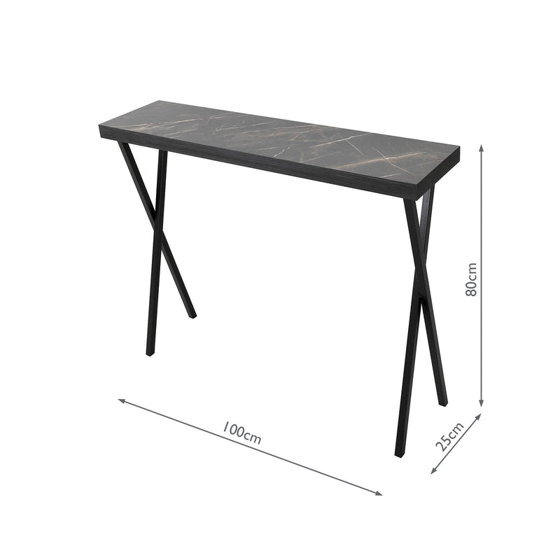 Load image into Gallery viewer, Dar Lighting 001DAT004 Data Console Table Dark Marble Effect - 37052
