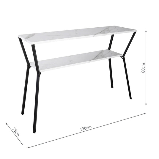 Dar Lighting 001EXT001 Exton Console Table With 2 Shelves White Marble - 37054