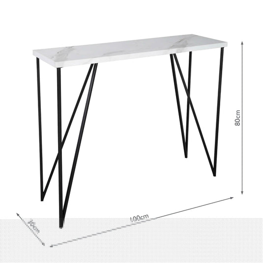 Dar Lighting 001FOT001 Fotini Console Table White Marble Effect - 37058