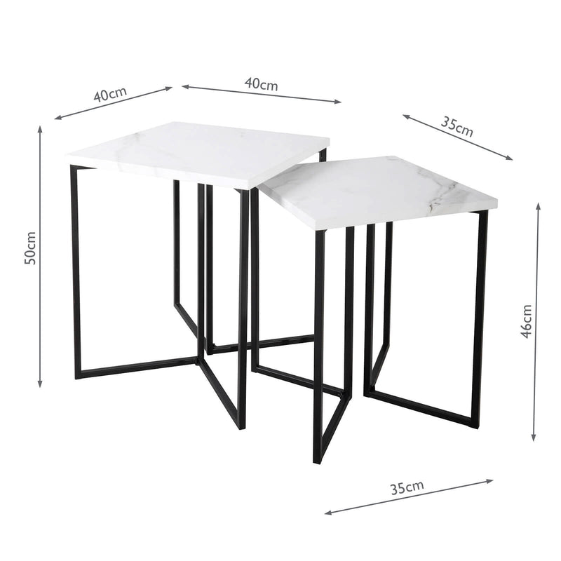 Load image into Gallery viewer, Dar Lighting 001FOT003 Fotini Nested Side Table White Marble Effect - 37060
