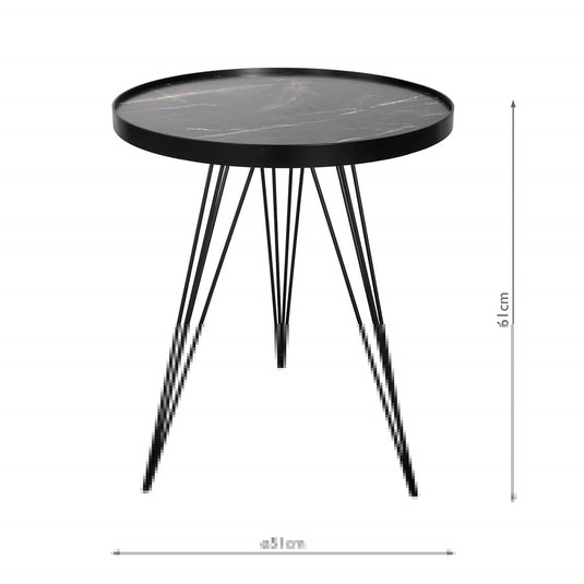 Dar Lighting 001RAU002 Rauma Round Side Table Dark Grey Stone Effect - 37065