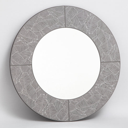 Dar Lighting 002ATR80 Atrani Round Grey With Silver Leaf Mirror 80cm - 37075