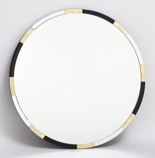Dar Lighting 002GAD80 Gadany Round Gold Leaf And Black Glass Mirror 80cm - 37079