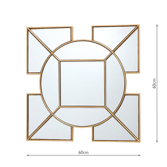 Dar Lighting 002LYS60 Lyshia Square Mirror With Gold Foil Detail 60cm - 25019
