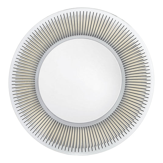 Dar Lighting 002NEU80 Neuss Round Mirror With Black/Gold Foil Detail 80cm - 37089