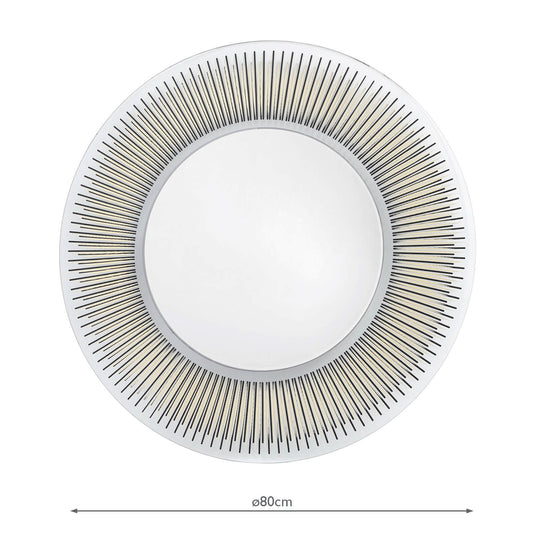 Dar Lighting 002NEU80 Neuss Round Mirror With Black/Gold Foil Detail 80cm - 37089