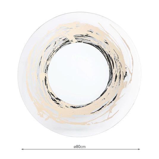 Dar Lighting 002SEM80 Semora Round Mirror With Gold And Silver Foil Detail 80cm - 37095
