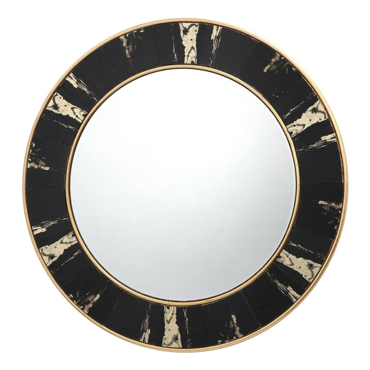 Dar Lighting 002SID80 Sidone Round Mirror With Black/Gold Foil Detail 80cm - 37096