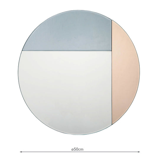 Dar Lighting 002THA50 Thalia Round Blue And Rose Gold Mirror 50cm - 23228