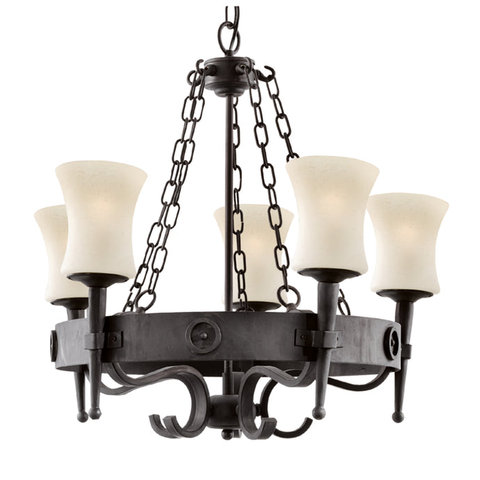 Searchlight 0815-5BK Cartwheel - 5Lt Ceiling, Black Scavo Glass - 30821