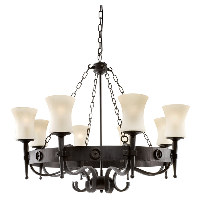 Searchlight 0818-8BK Cartwheel - 8Lt Ceiling, Black Scavo Glass - 30822