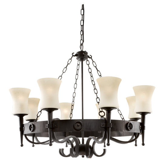 Searchlight 0818-8BK Cartwheel - 8Lt Ceiling, Black Scavo Glass - 30822