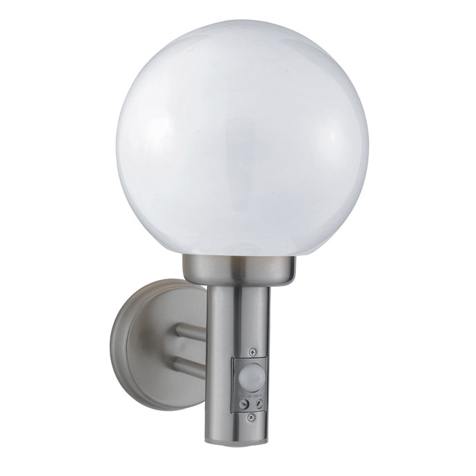 Searchlight 085 Orb Lantern  1Lt Pir Outdoor Wall Bracket, Stainless Steel, White Shade - 30823