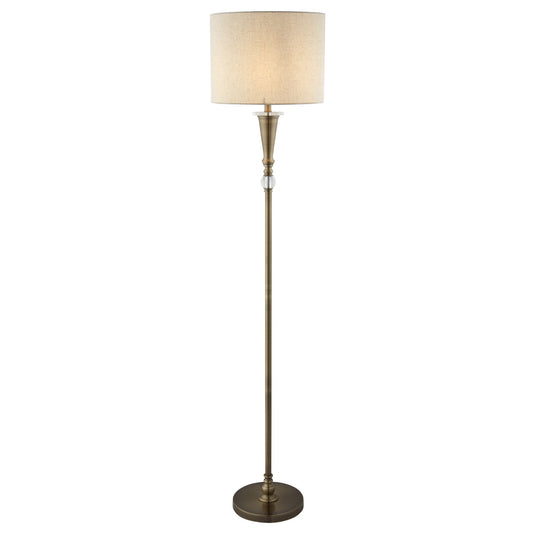 Searchlight 1012AB Oscar 1Lt Floor Lamp, Antique Brass, Linen Shade - 30832