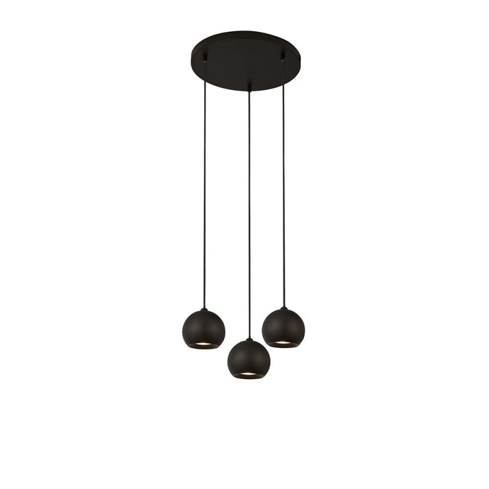 Searchlight 1014-3BK Eindhoven 3 Light Matt Black Multi Drop Pendant - 30833