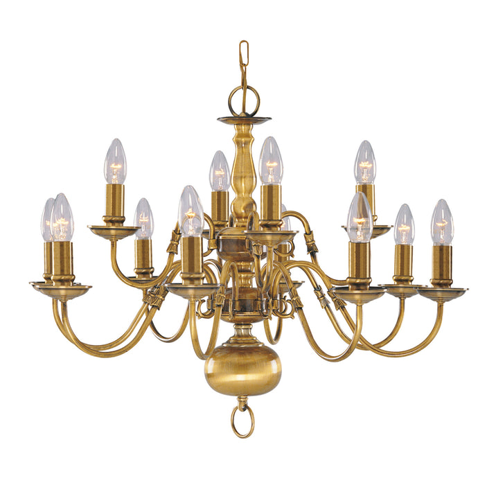 Searchlight 1019-12AB Flemish - 12Lt Pendant, Antique Brass - 30837