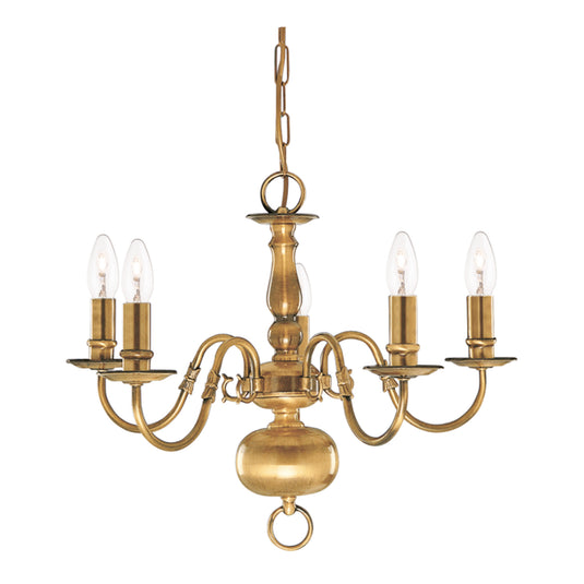 Searchlight 1019-5AB Flemish - 5Lt Pendant, Antique Brass - 4173