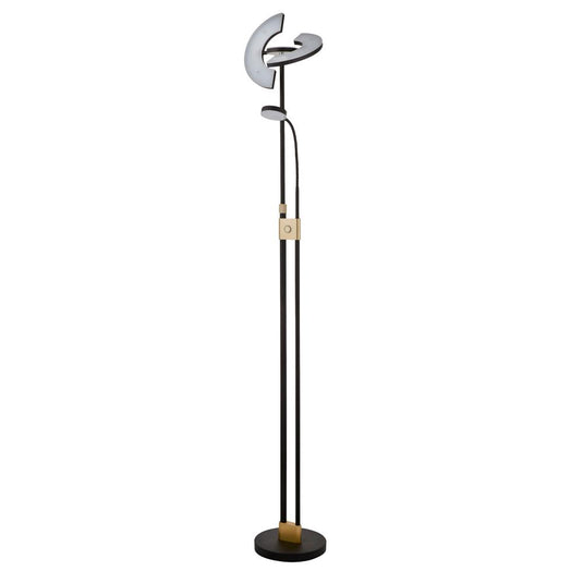 Searchlight 1024MBSB Gio LED Mother & Child Floor Lamp Matt Black & Satin Brass - 30843