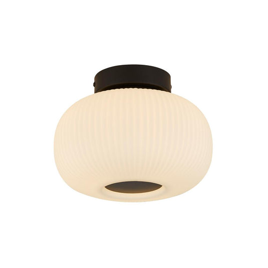 Searchlight 10271-1BK Lumina 1Lt Ceiling Flush With Frosted Ribbed Glass - 26461