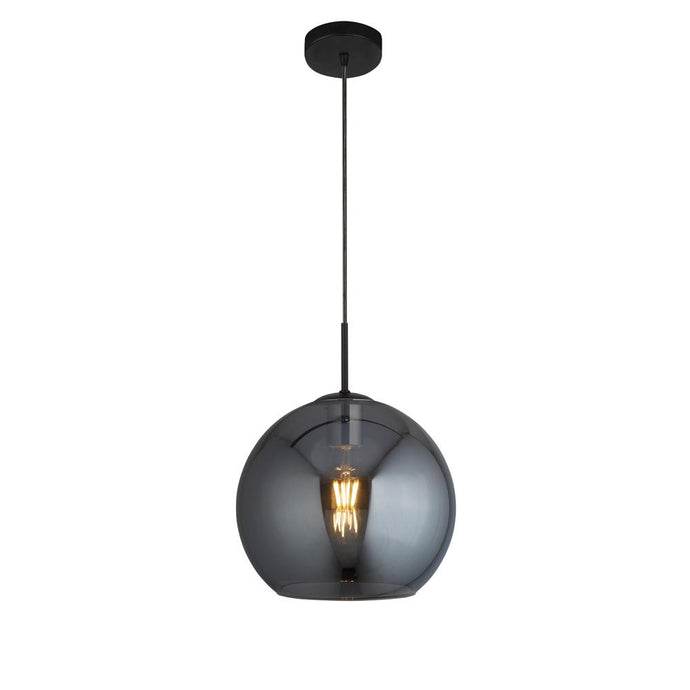 Searchlight 1031-1SM Amsterdam 1Lt Round Pendant (30Cm Dia), Smoked Glass, Black - 30849