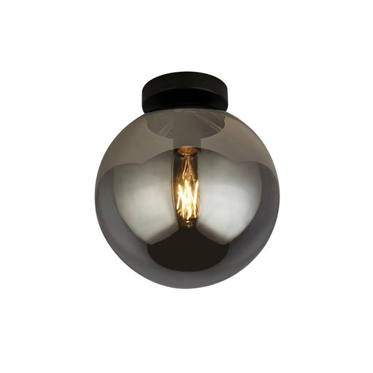 Searchlight 1032-1SM Amsterdam 1Lt Flush , Smoked Glass, Black - 30850