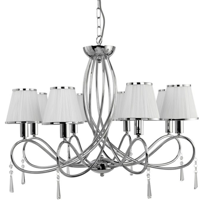 Searchlight 1038-8CC Simplicity - 8Lt Ceiling, Chrome, Clear Glass, White String Shades - 30851